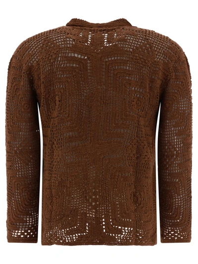 Shop Bode "overdye Crochet" Shirt In Brown