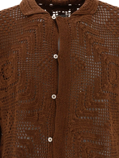 Shop Bode "overdye Crochet" Shirt In Brown