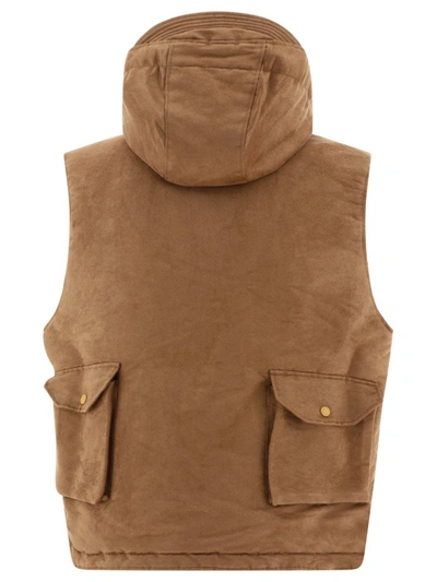 Shop Engineered Garments "field" Reversible Vest Jacket In Brown