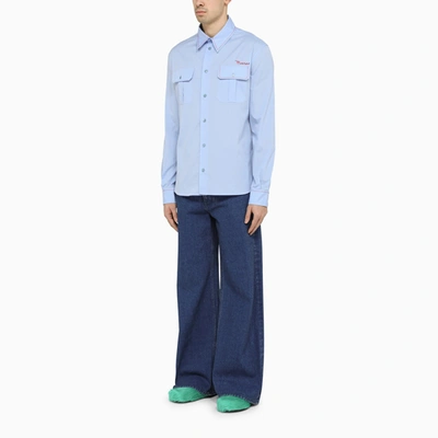 Shop Marni Light Blue Slim Fit Poplin Shirt