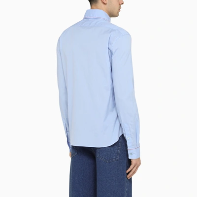 Shop Marni Light Blue Slim Fit Poplin Shirt