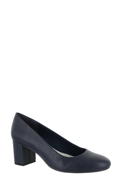 Shop Easy Street Proper Block Heel Pump In Navy