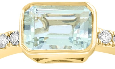 Effy Aquamarine & Diamond Ring In Yellow Gold/ Blue
