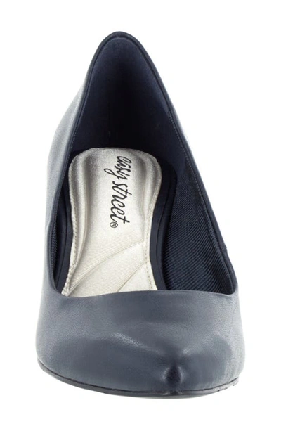 Easy Street Pointe Womens Padded Insole Almond Toe Dress Pumps In Navy