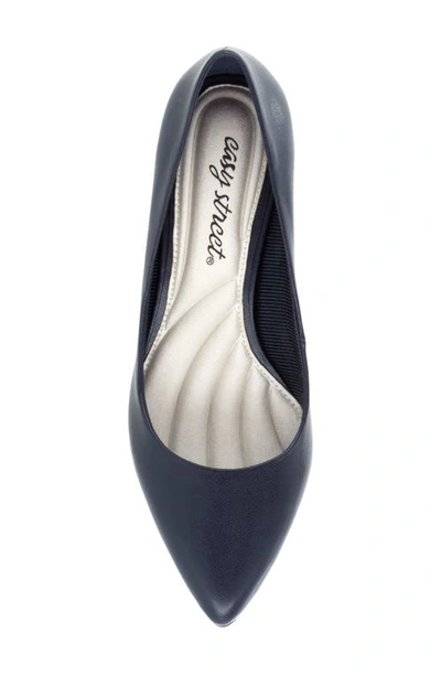 Easy Street Pointe Womens Padded Insole Almond Toe Dress Pumps In Navy