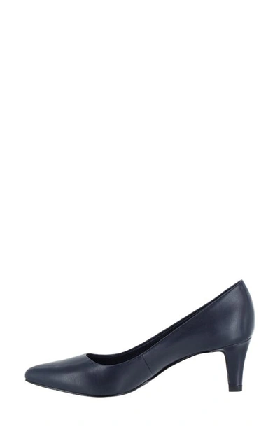 Easy Street Pointe Womens Padded Insole Almond Toe Dress Pumps In Navy