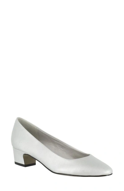 Easy Street Prim Womens Faux Leather Slip On Pumps In Silver Satin