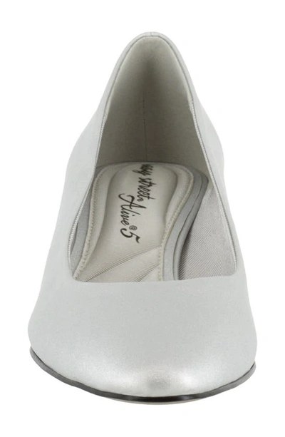 Easy Street Prim Womens Faux Leather Slip On Pumps In Silver Satin