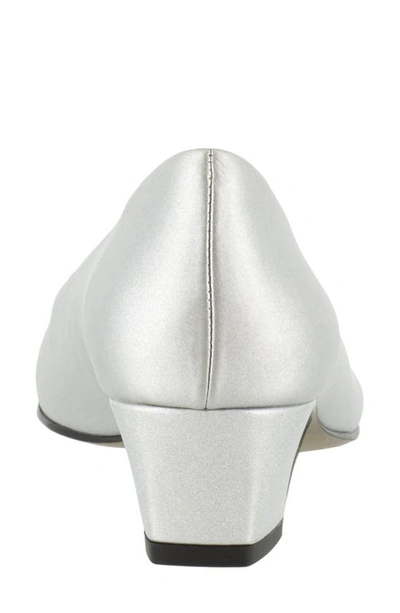 Easy Street Prim Womens Faux Leather Slip On Pumps In Silver Satin