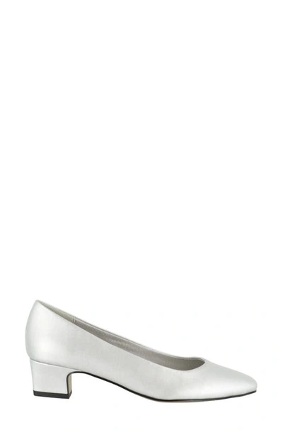 Easy Street Prim Womens Faux Leather Slip On Pumps In Silver Satin