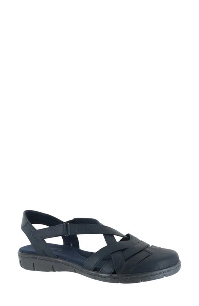 Easy Street Garrett Womens Faux Leather Closed Toe Slingback Sandals In Navy