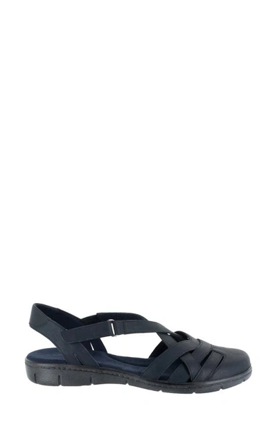 Easy Street Garrett Womens Faux Leather Closed Toe Slingback Sandals In Navy