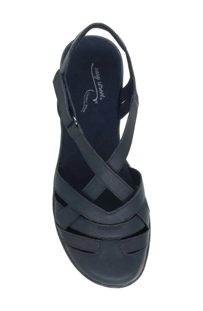 Easy Street Garrett Womens Faux Leather Closed Toe Slingback Sandals In Navy
