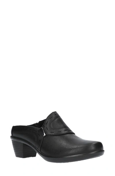 Easy Street Cynthia Womens Faux Leather Slip On Mules In Black