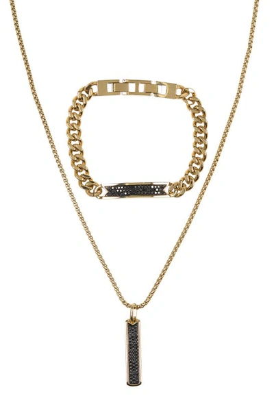 Shop American Exchange Set Of 2 Slim Necklace & Bracelet In Gold