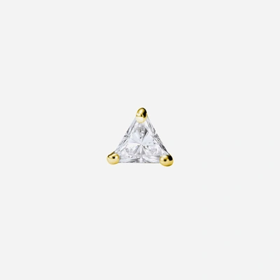 Shop Ame Âme Trio 18k Yellow Gold, Lab-grown Diamond Single Stone Stud Earring In Silver