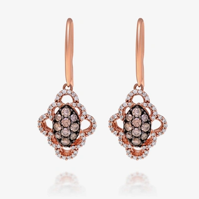 Shop Le Vian 14k Strawberry Gold, Vanilla And Chocolate Diamond 0.86ct. Tw. Drop Earrings Ypvr223 In Red