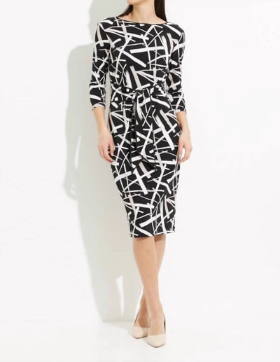 Shop Joseph Ribkoff Abstract Texture Print Tie Front Dress In Black In White