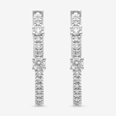 Shop Damiani 18k White Gold, Diamond Huggie Earrings 20091228 In Silver
