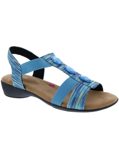 Shop Ros Hommerson Mackenzie Womens Embellished Slip On Slingback Sandals In Blue
