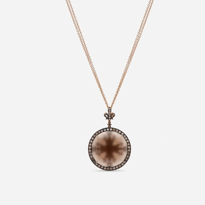 Shop Piero Milano 18k Rose Gold Diamond 0.67ct. Tw. And Chalcedony Necklace Necd-109342-199 In Brown