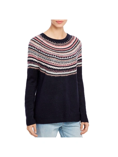 Shop Single Thread Womens Fair Isle Crewneck Pullover Sweater In Blue