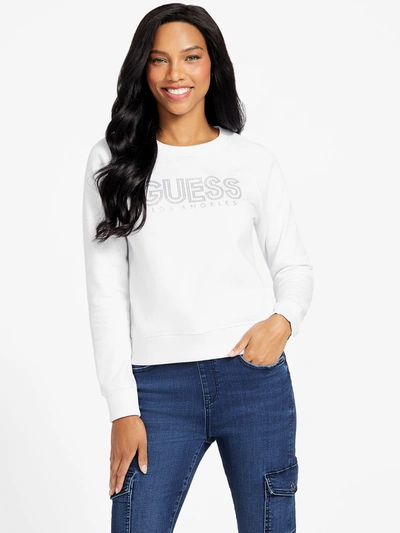 Shop Guess Factory Ruby Logo Sweatshirt In White