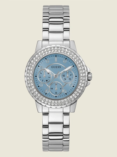 Shop Guess Factory Silver-tone And Rhinestone Multifunction Watch