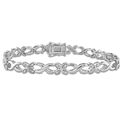 Mimi & Max 1/5ct Tdw Diamond Infinity Link Bracelet In Sterling Silver - 7.25 In. In White