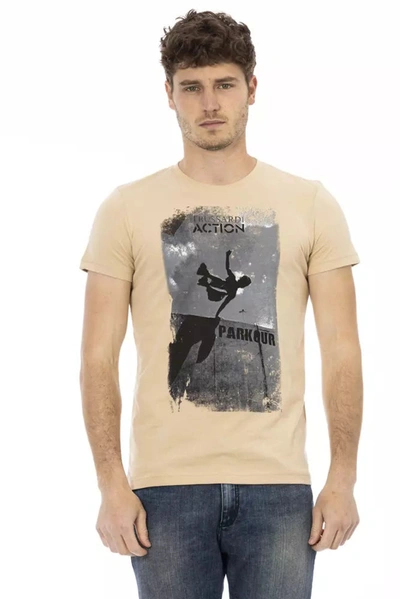 Shop Trussardi Action Cotton Men's T-shirt In Beige