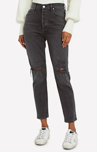 Shop Agolde Nico High Rise Skinny Jeans In Cassette In Grey