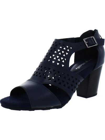 Shop Easy Street Adara Womens Faux Leather Laser Cut Block Heels In Blue