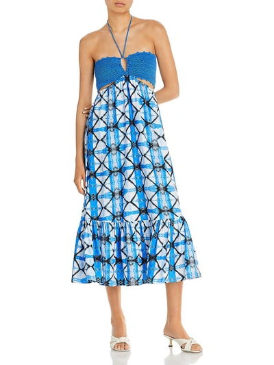 Shop Aqua Womens Crochet Printed Maxi Dress In Blue