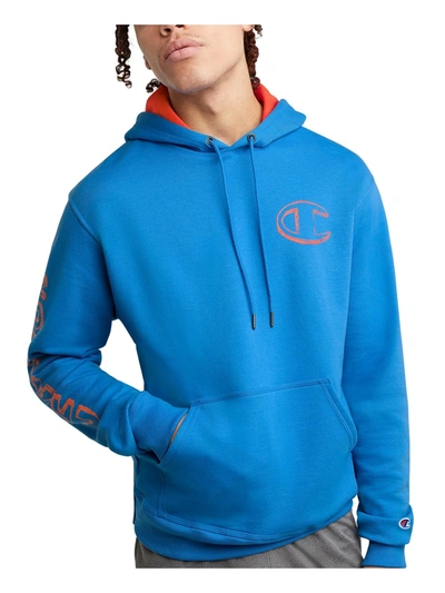 Shop Champion Mens Fleece Pullover Hoodie In Blue