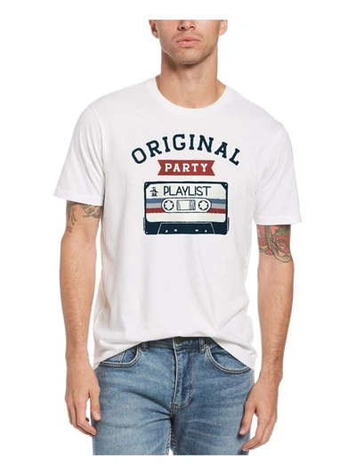 Shop Original Penguin Playlist Mens Cotton Crewneck Graphic T-shirt In White