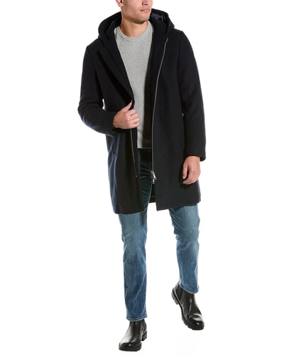 Shop Armani Exchange Wool-blend Trench Coat In Black
