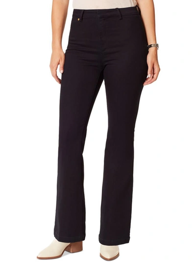 Shop Anne Klein Womens High Rise Trouser Flare Jeans In Black