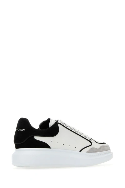 Shop Alexander Mcqueen Man White Leather Sneakers With Black Leather Heel