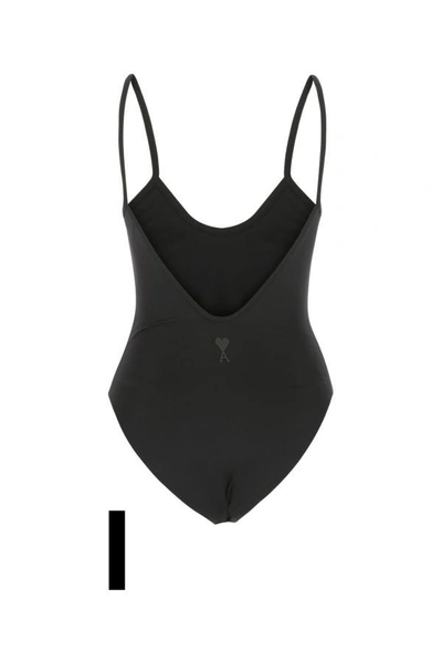 Shop Ami Alexandre Mattiussi Ami Woman Black Stretch Nylon Swimsuit