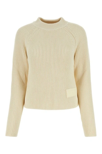 Shop Ami Alexandre Mattiussi Ami Woman Ivory Cotton Blend Sweater In White