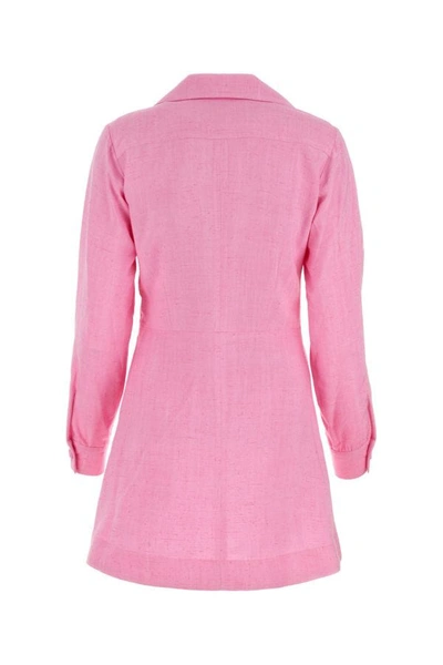 Shop Ami Alexandre Mattiussi Ami Woman Melange Pink Stretch Viscose Shirt Dress