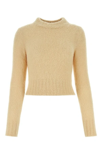 Shop Ami Alexandre Mattiussi Ami Woman Pastel Yellow Stretch Alpaca Blend Sweater