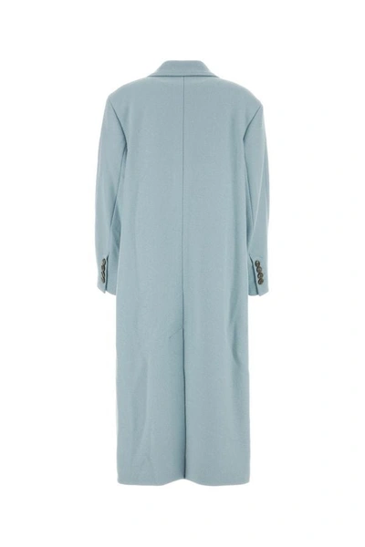 Shop Ami Alexandre Mattiussi Ami Woman Powder Blue Wool Blend Coat