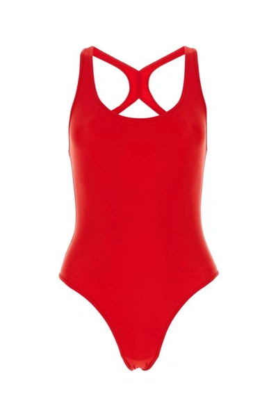 Shop Ami Alexandre Mattiussi Ami Woman Red Stretch Nylon Swimsuit