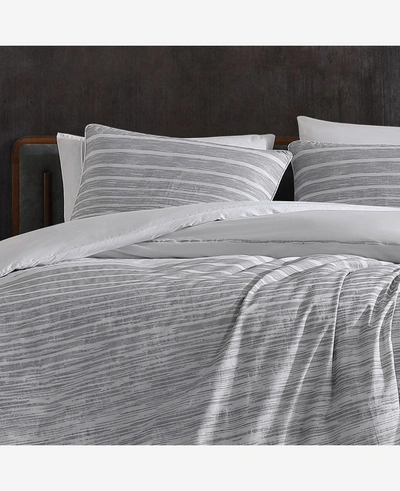 Kenneth Cole Abstract Stripe Comforter + Sham Set In Meduim Grey