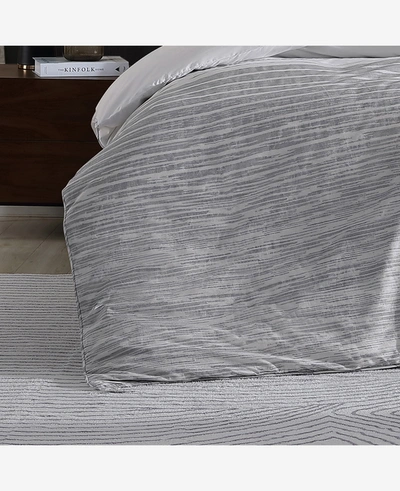 Kenneth Cole Abstract Stripe Comforter + Sham Set In Meduim Grey