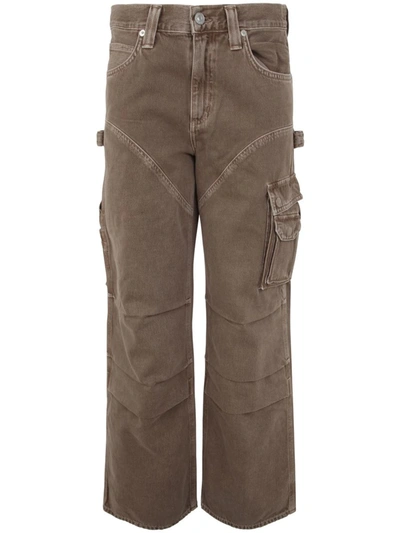 Shop Agolde Feather Maxi Cargo Jeans Clothing In Brown