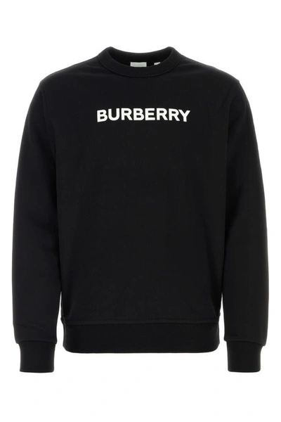 Shop Burberry Man Black Stretch Cotton Oversize Sweater