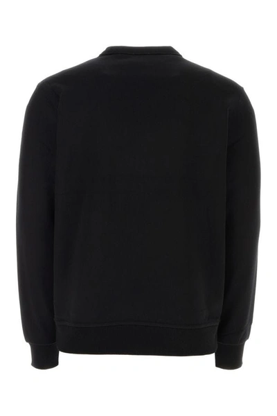 Shop Burberry Man Black Stretch Cotton Oversize Sweater