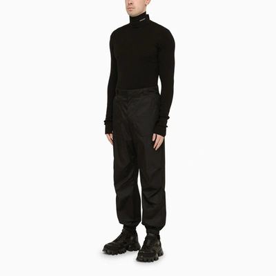 Shop Prada Black Cotton Turtleneck Pullover Men In Brown